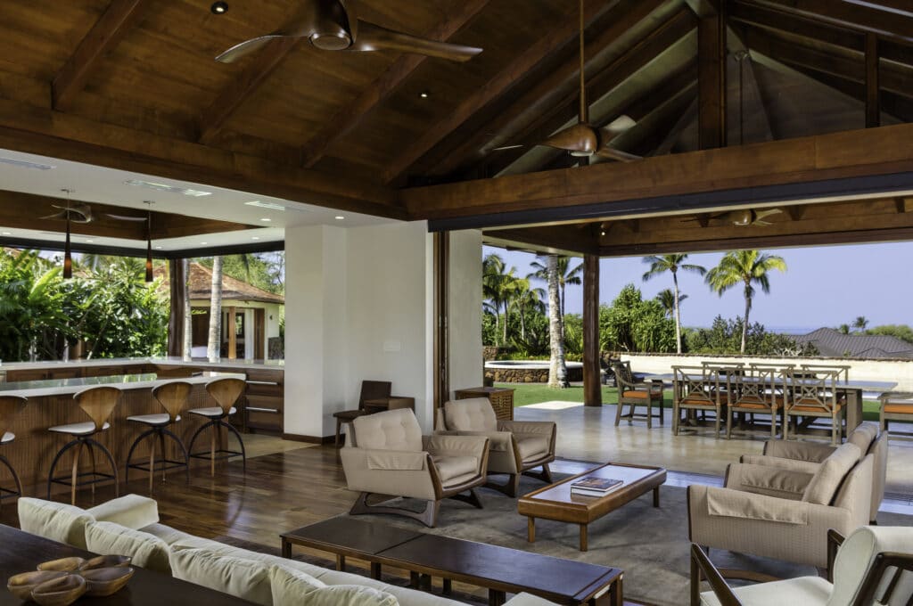 Kauna'oa Residence - Kitchen Living Room Lanai